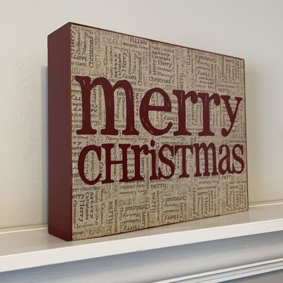 "Merry Christmas" Wood Sign | Wall Shelf Decor - Picture 2 of 3